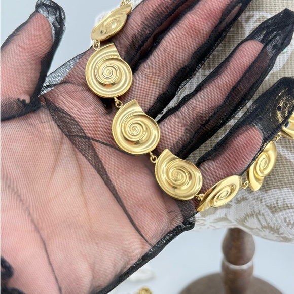 Gold Swirl Statement Necklace – Stainless Steel, Real Gold Plated - Picture 17 of 17